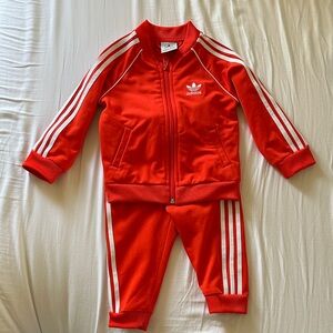 adidas Red Kids Zip-Front Track Jacket and Pants